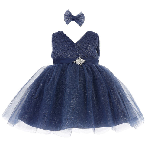 Baby Girls Satin Sash Pleated Tulle Flower Girl Dress 6-24M